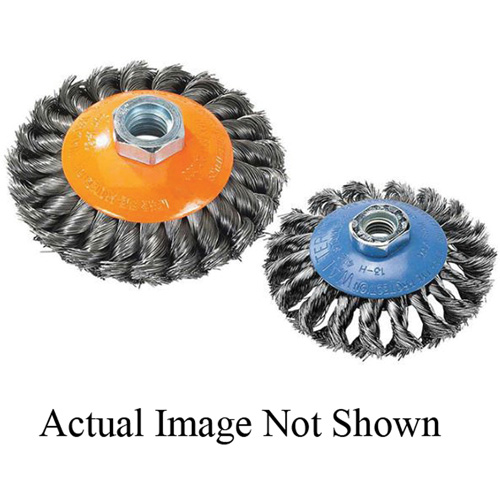 Knot-Twisted Wire Saucer Cup Brush, 6" Dia. x 5/8"-11 Arbor Equipment World