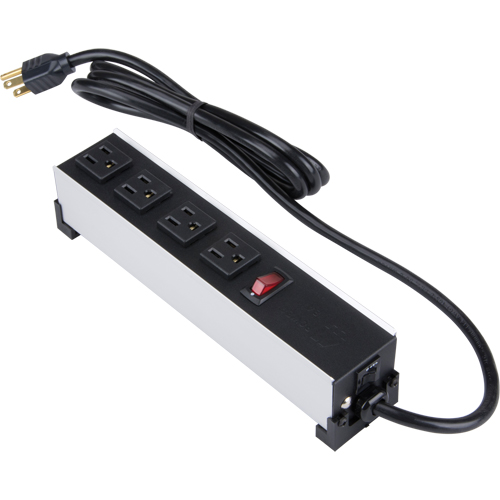 Indoor Brushed Aluminum Power Bar, 4 Outlet(s), 6' Equipment World