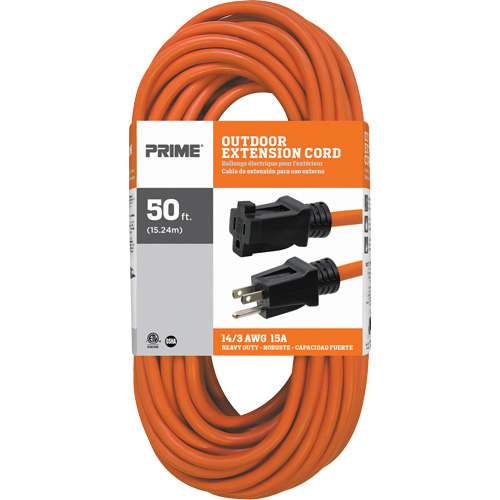 Vinyl Extension Cord, Outdoor, SJTW, 14/3 AWG, 15 A, 50' Equipment World