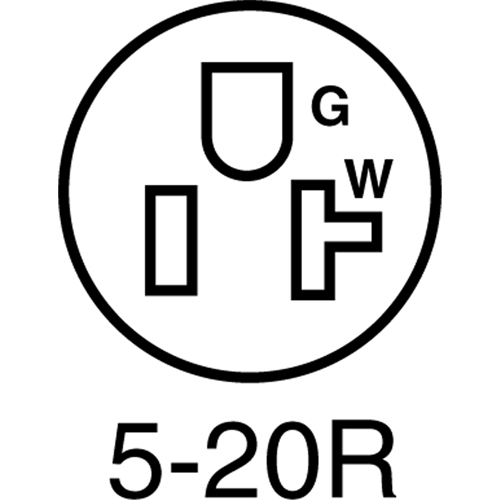 2-Pole 3-Wire Grounding Straight Blade Connector, 5-20P, Nylon Equipment World