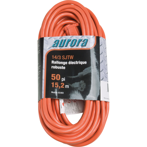 Vinyl Extension Cord, Outdoor, SJTW, 14/3 AWG, 15 A, 50' Equipment World