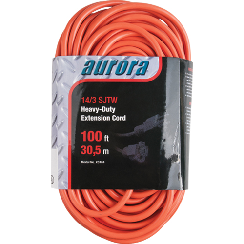 Vinyl Extension Cord, Outdoor, SJTW, 14/3 AWG, 13 A, 100' Equipment World