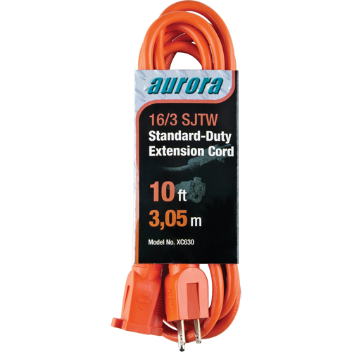 Extension Cord, Indoor/Outdoor, SJTW, 16/3 AWG, 13 A, 10' Equipment World