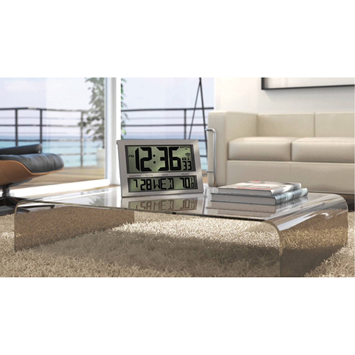 Jumbo Clock, Digital, Battery Operated, 16.5" W x 1.7" D x 11" H, Silver Equipment World
