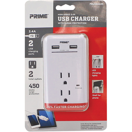 Prime&reg; USB Charger with Surge Protector Equipment World