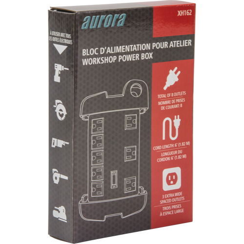 Workshop Surge Protector Power Strip, 8 Outlets, 1350 J, 1875 W, 6' Cord Equipment World