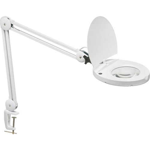 LED Magnifier with A-Bracket, 3 Diopter, LED Light, 47" Arm, C-Clamp, White Equipment World