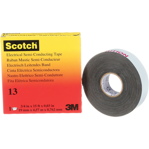 Scotch&reg; Electrical Semi-Conducting Tape, 19 mm (3/4") x 4.6 m (15'), Black, 30 mils Equipment World