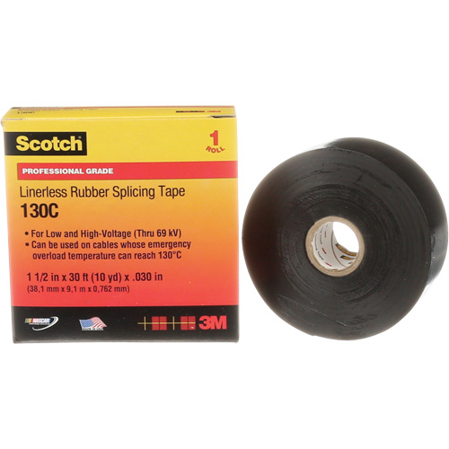 Scotch&reg; Linerless Rubber Splicing Tape, 38 mm (1-1/2") " W, 9 m (30') " L Equipment World