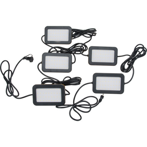 LED String Work Lights, 5 Lights, 50' L, Plastic Housing Equipment World