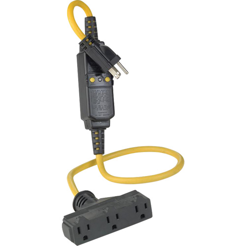 Triple-Tap Inline GCFI Extension Cord & Connector, 120 V, 15 Amps, 3' Cord Equipment World