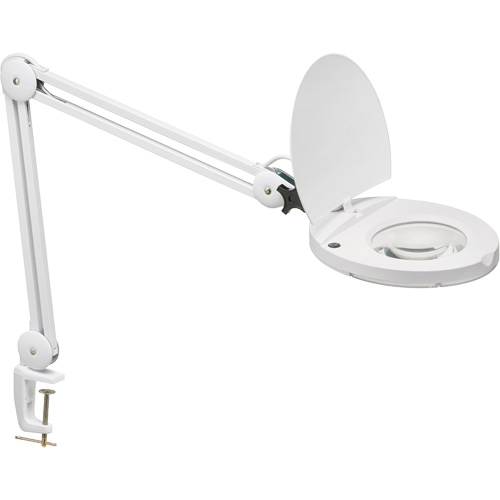 Adjustable Magnifier Lamp, 5 Diopter, LED Light, 47" Arm, C-Clamp, White Equipment World