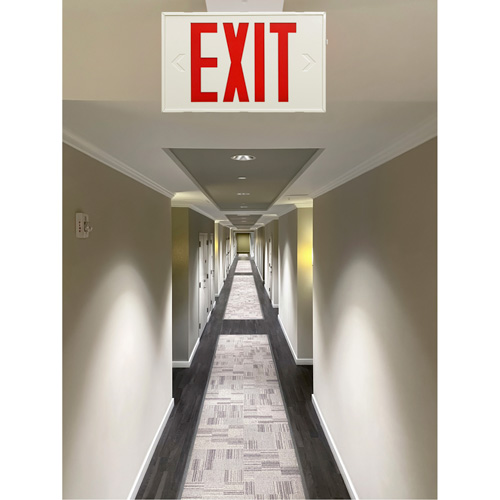 Exit Sign, LED, Battery Operated/Hardwired, 12-1/5" L x 7-1/2" W, English Equipment World
