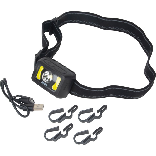 Headlamp, LED, 350 Lumens, 2 Hrs. Run Time, Rechargeable Batteries Equipment World