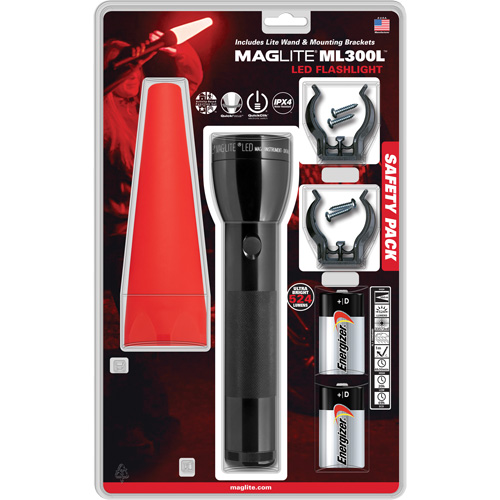 Safety Flashlight Pack, LED, 487 Lumens, D Batteries Equipment World