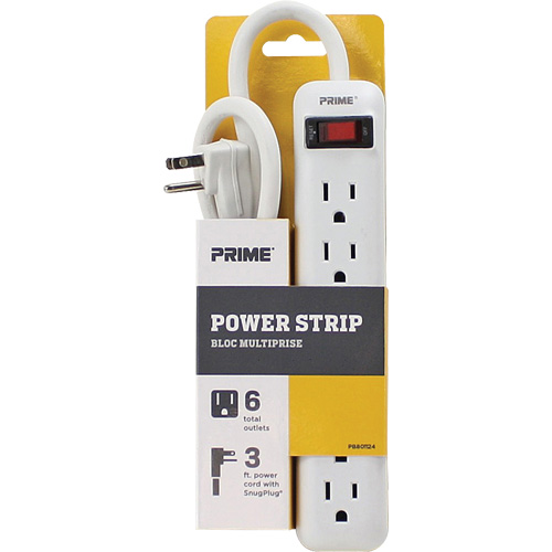 Power Strip, 6 Outlet(s), 3', 15 A, 1875 W, 125 V Equipment World