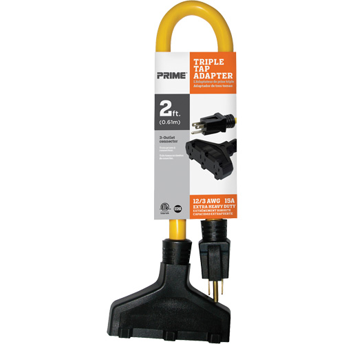 Triple Tap Adapter, Outdoor, STW, 12/3 AWG, 15 A, 3 Outlet(s), 2' Equipment World