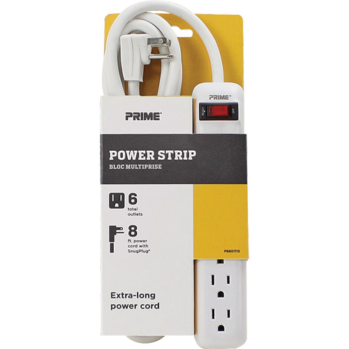 Power Strip, 6 Outlet(s), 8', 15 A, 1875 W, 125 V Equipment World