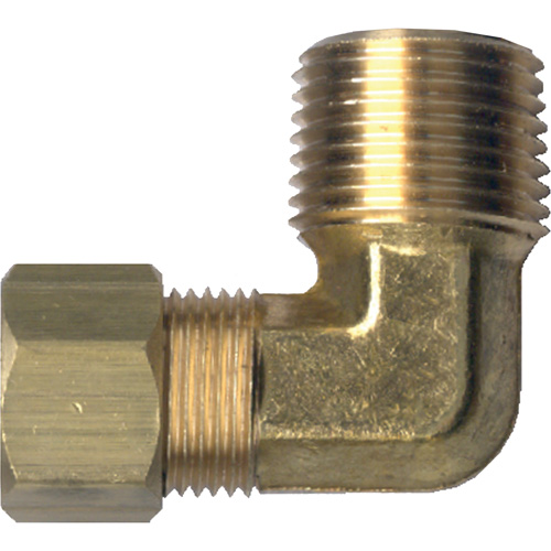 90° Pipe Elbow Fitting, Tube x Male Pipe, Brass, 1/4" x 1/2" Equipment World
