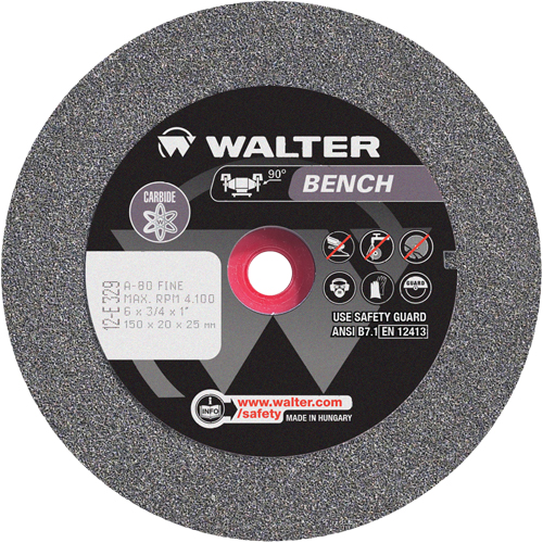 Bench Grinding Wheel, 6" x 3/4", 1" Arbor, 1 Equipment World