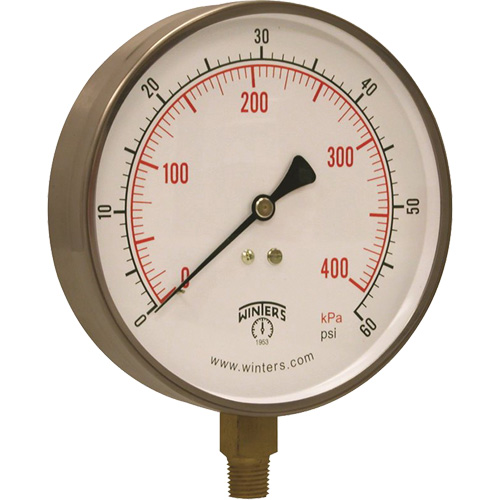 Contractor Pressure Gauge, 4-1/2" , 0 - 60 psi, Bottom Mount, Analogue Equipment World