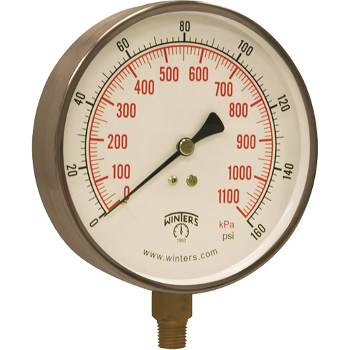 Contractor Pressure Gauge, 4-1/2" , 0 - 160 psi, Bottom Mount, Analogue Equipment World