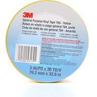 Ruban en vinyle pour travaux g&eacute;n&eacute;raux 764, 76 mm (3") la x 32,9 m (108') lo, 5 mils, Jaune Equipment World