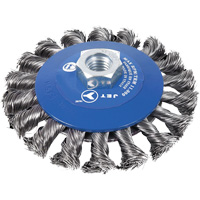 Knot Twisted Conical Bevel Brush, 5" Dia., 0.02" Fill, 5/8"-11NC Arbor Equipment World