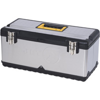 JPSTB-22 Stainless Steel Hand Tool Box, 11" D x 22-1/2" W x 10-3/4" H, Black/Grey Equipment World