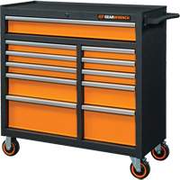 GSX Series Rolling Tool Cabinet, 11 Drawers, 41" W x 18-1/5" D x 41-1/2" H, Black/Orange Equipment World