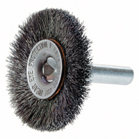 Crimped Wire Wheel Brush with 1/4" Shank, 3" Dia., 0.014" Fill, 1/4" Arbor Equipment World