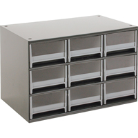 Modular Parts Cabinets, Steel, 9 Drawers, 17" x 10-9/16" x 3-1/16", Grey CA858 | Equipment World