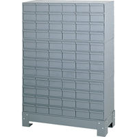 Industrial Drawer Cabinet With Base, 72 Drawers, 34-1/8" W x 12-1/4" D x 48-1/8" H, Grey Equipment World