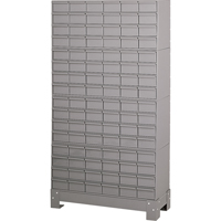 Industrial Drawer Cabinet With Base, 96 Drawers, 34-1/8" W x 12-1/4" D x 62-1/2" H, Grey Equipment World