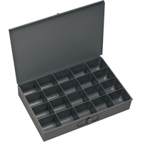 Compartment Scoop Boxes, Steel, 20 Slots, 18" W x 12" D x 3" H, Grey Equipment World