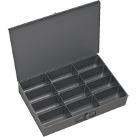 Compartment Scoop Boxes, Steel, 12 Slots, 13 3/8" W x 9-1/4" D x 2" H, Grey Equipment World