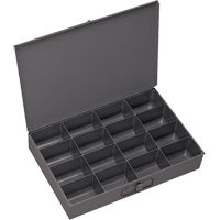 Compartment Scoop Boxes, Steel, 16 Slots, 13-3/8" W x 9-1/4" D x 2" H, Grey Equipment World