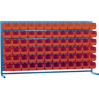 Louvered Rack with Bins, 72 Bins, 72" W x 15" D x 40" H Equipment World