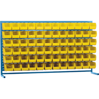 Louvered Rack with Bins, 72 Bins, 72" W x 15" D x 40" H Equipment World