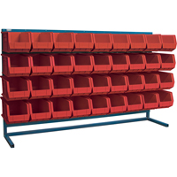 Louvered Rack with Bins, 36 Bins, 72" W x 15" D x 40" H Equipment World