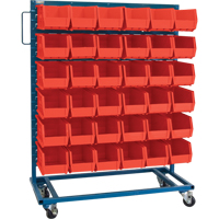Single-Sided Mobile Bin Rack, Single-sided, 36 bins, 36" W x 16" D x 46-1/2" H Equipment World