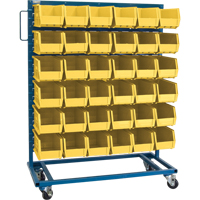Single-Sided Mobile Bin Rack, Single-sided, 36 bins, 36" W x 16" D x 46-1/2" H Equipment World