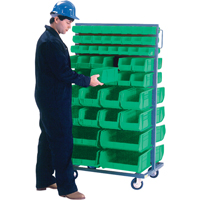 Double-Sided Mobile Bin Rack, Double-sided, 96 bins, 36" W x 24" D x 63" H Equipment World