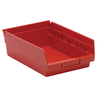 Shelf Bins, 8-3/8" W x 4" H x 11-5/8" D, Red, 30 lbs. Capacity Equipment World