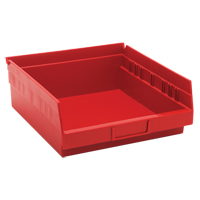 Shelf Bins, 11-1/8" W x 4" H x 11-5/8" D, Red, 30 lbs. Capacity Equipment World
