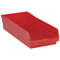Shelf Bins, 8-3/8" W x 4" H x 17-7/8" D, Red, 40 lbs. Capacity Equipment World