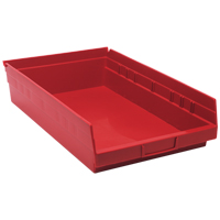 Shelf Bins, 11-1/8" W x 4" H x 17-7/8" D, Red, 40 lbs. Capacity Equipment World