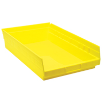 Shelf Bins, 11-1/8" W x 4" H x 17-7/8" D, Yellow, 40 lbs. Capacity Equipment World