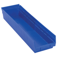 Shelf Bins, 6-5/8" W x 4" H x 23-5/8" D, Blue, 50 lbs. Capacity Equipment World