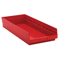 Shelf Bins, 11-1/8" W x 4" H x 23-5/8" D, Red, 50 lbs. Capacity Equipment World
